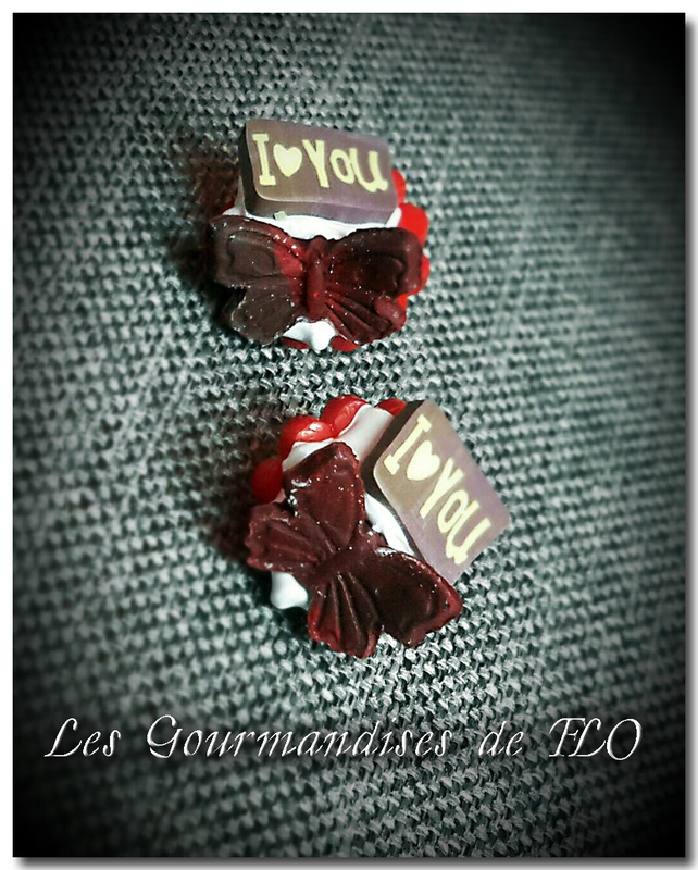 boutons gourmands papillon rouge I love you~3