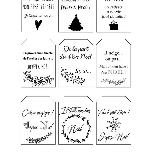 Des jolies étiquettes cadeaux de Noël à imprimer