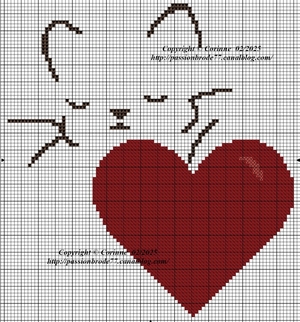 grille gratuite coeur chat