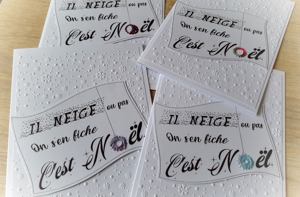 cartes noël brodées neige