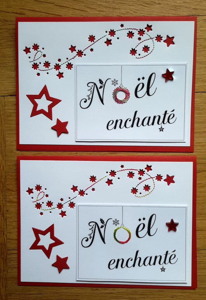 cartes noël enchanté brodées
